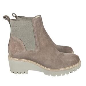 Dolce Vita Haddie Boots Womens Size 7.5 Suede Leather Chelsea Lug Sole Block